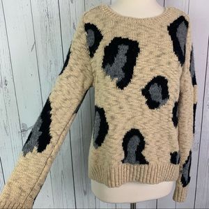 Anthro | Sleeping on Snow | Animal Print Sweater S/M
